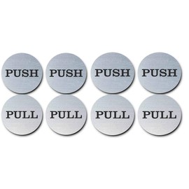 Be The Bestest 2 Inch Round Push Pull Door Signs (Brushed Silver) 304 Grade Stainless Steel (Pack of 4)
