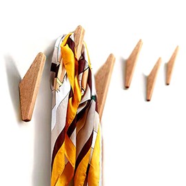 Coat hook Rubber wooden hanger (6 pce) Clothes hook Hat hook Wwood products Creative Wall hook Decorative Wall hanging Triangle hook