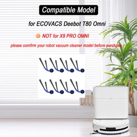 Side Brush Replacement for ECOVACS Deebot T80 Omni Robot Vacuum Cleaner, T80 Omni Accessories 8 Pcs Side Brushes, Not for X9 Pro Omni