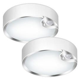 TOOWELL Motion Sensor Ceiling Light Battery Operated Indoor LED Ceiling Lights for Closet Hallway Pantry Laundry Stairs Garage Bathroom Shower Porch Shed Wall 400LM Motion Activated Light - 2 Pack