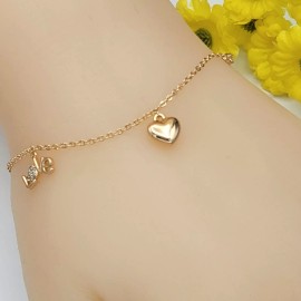 JEYFEL XOIA PREMIUM 18K Gold Plated Fashion Love & Heart Charms Chain Bracelet. Oro Laminado