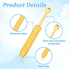 Bewudy 2 Pcs Piercing Ball Grabber Tool, 4-Claw Pick Up Piercing Tools for Changing Jewelry, Claw Tweezers Piercing Tool for Small Parts Pickup (Black and Gold)