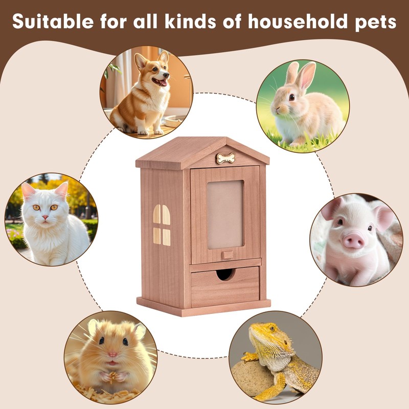 Cat Urn for Ashes with House-Shaped Design & Magnetic Photo