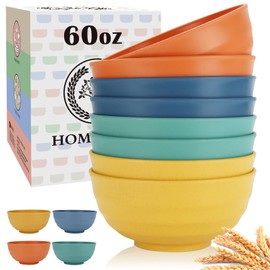 Homienly Salad Bowls,Large Soup Bowls Set of 8,Wheat Straw Bowls,Serving Bowls for Wedding Parties,60 Oz for Salad,Soup,Big Bowls for Kitchen,Multi Color