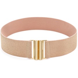 Initlove Wide Stretchy Belt for Women Waist Elastic Waistband for Dresses Bling Pink Gold 95 CM