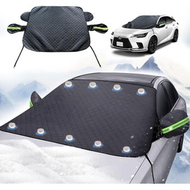 Persevere Magnetic Windshield Rain Cover, Car Windshield Cover with Earmuffs & Hooks, 9 Strong Magnets, 5-Layers Thickened Universal Waterproof Windproof All-Season (M (61.8''×49.6''))