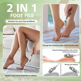 BALUCA Callus Shaver Remover with 10 Replacement Blades – Stainless Steel Comfort Grip Foot Corn Scraper Heel Rasp, Professional Grade Foot Care Pedicure Tool for Effortless Callus Removal - Silver