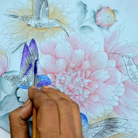 Anuschka Women's Genuine Leather Shoulder Bag | Double Zip Travel Crossbody | Hand Painted Original Artwork | Rainbow Birds