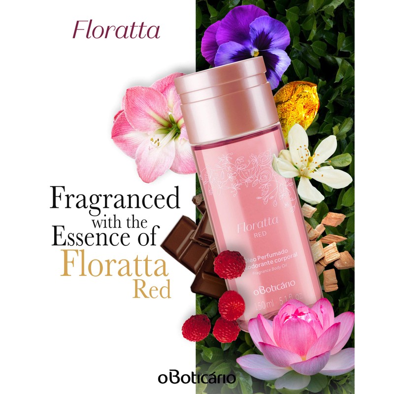 OBOTICARIO OLEO PERFUMADO FLORATTA RED Body Oil, 5.1 fl oz