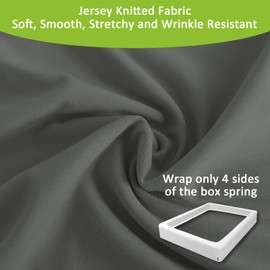 Bedecor 4-9 Inches Split Box Spring Cover King Size Dark Grey with Stretchy Fabric Bed Frame Cover Wrap Around 4 Sides Elastic Bed Skirt Alternative Gray Boxspring Cover King/Cal King