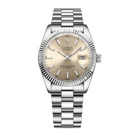 CADISEN Automatic Watches Men's Mechanical Business Waterproof Stainless Steel Wristwatch, 8214 WHITE