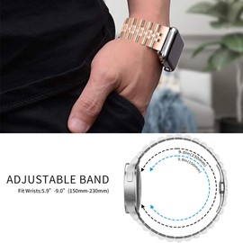 Compatible with EarlySincere Smartwatch Bands,Lamshaw 22mm Solid Stainless Steel Heavy Band with Butterfly Folding Clasp Link Bracelet Compatible With Early Sincere T12/T13/T21/T22/ Smartwatch (Rose Gold)
