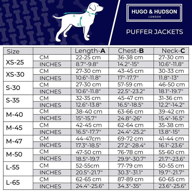 HUGO & HUDSON Reversible Dog Puffer Jacket, Windproof Water Resistant