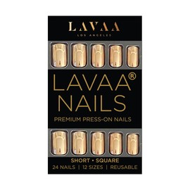 GOLDIE Press-On Nails by Lavaa Beauty | Short Square | Gold Chrome Square Nails
