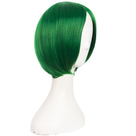 MapofBeauty 12 Inch /30 cm Charms Side Bangs Short Straight Paragraph Cosplay Wig (Grass Green)