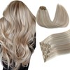 Pinkpearl Clip in Hair Extensions #18P1000 Ash Blonde Highlighted Gray