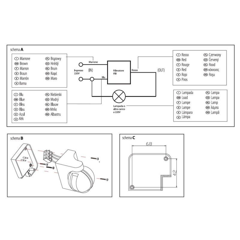 VELAMP MS005 Compact Motion Detector IP44 Black
