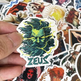 Yoksas Vintage Greek Mythology Stickers - 50Pcs Vinyl Waterproof Greece Twelve Olympians Stickers for Scrapbook,Laptops,Water Bottles,Party Favors