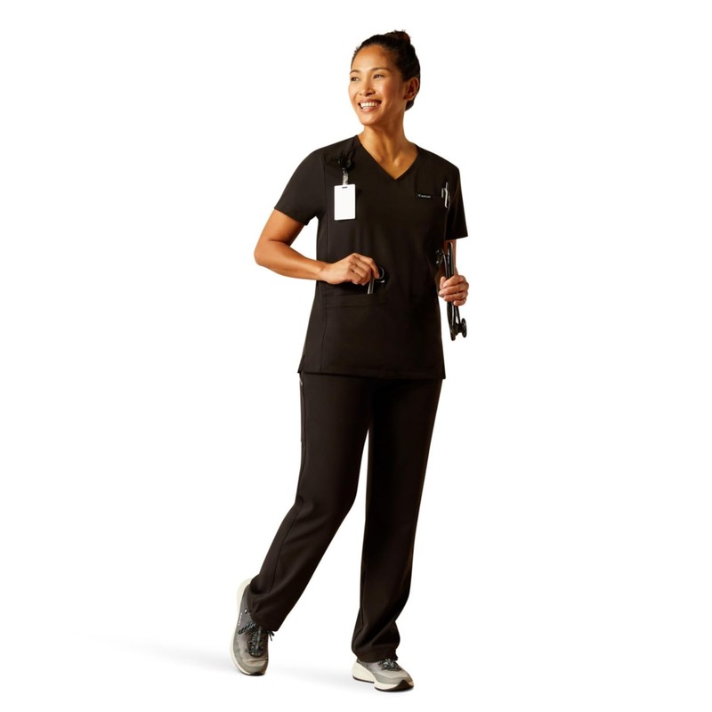 Women’s Clara 6 Pocket Scrub Top Black