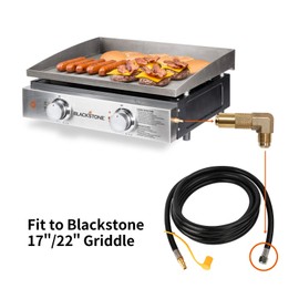 Roastove Propane Elbow Adapter with Extension Hose, 12 FT RV 1/4" Quick Connect Propane Hose with Elbow Fitting to Blackstone 17"/22" Griddle