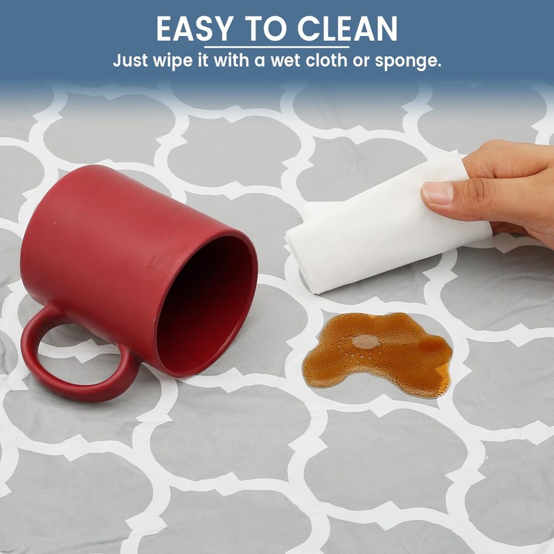 Round Table Protector Wipeable Circle Tablecloth Elastic Edged Fitted Table