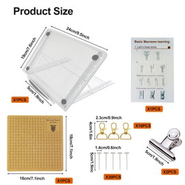 Macrame Board Set,Macrame Accessories with Macrame Board T Pins Adjustable Metal Stand,Macrame Tool Supplies Braiding Craft Helper Board for DIY Knotting Creation