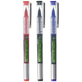 BAZIC Dayton Rollerball Pen with Metal Clip, Assorted, 3 Per Pack