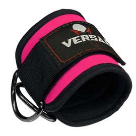 VERSAL Ankle Straps for Cable Machines Attachment Gym Ankle Cuff 7mm Padded Double D Weight Lifting Ankle Strap for Men Women,Glute Workouts,Leg Extensions,Curls,Booty Hip Abductors (Single, Pink)