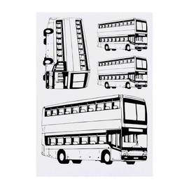 4 x 'Double Decker Bus' Temporary Tattoos - Water Resistant, Skin-Safe, Non-Toxic Transfers, Mixed Sizes (TO00074770)