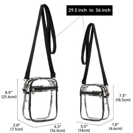 Yizerel 2 Pack Clear Crossbody Bag Stadium Approved, Clear Crossbody Purse with Front Pocket and Adjustable Strap for Concerts