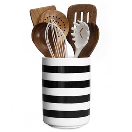 Sunddo Kitchen Utensil Holder, 6.7" Large Utensil Crock, Utensil Holder for Kitchen Counter, Ceramic Farmhouse Utensil Organizer for Kitchen Decor