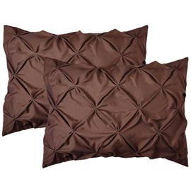 Elegant Comfort 2-Pack Sham Set Pinch Pleat Design, Egyptian Quality 1500 Thread Count, Stylish Design-Easy Care, Wrinkle and Stain Resistant, 2-Piece Sham Set, Pleated Standard/Queen, Brown