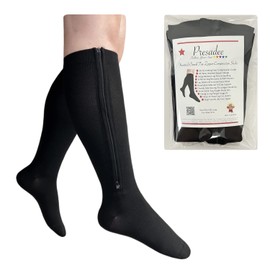 Presadee Inverted Zipper 20-30 mmHg Firm Compression Calf Leg Closed Toe Socks (4, Black)