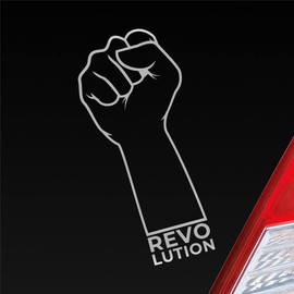Car Sticker Revolution Fist Rebel Hand Change Car 8 x 19 cm Silver Sticker Rear Window Sticker
