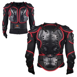 RIDBIKER Motorcycle Protective Jacket Full Body Armor, Chest Spine Protection Dirt Bike Gear for Men Motocross MTB Racing Off-Road (XXX-Large, Red)
