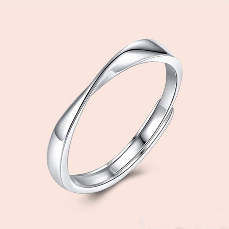 Rockyu 925 Silver Matching Ring, Pink Gold, Silver, Mobius Design,