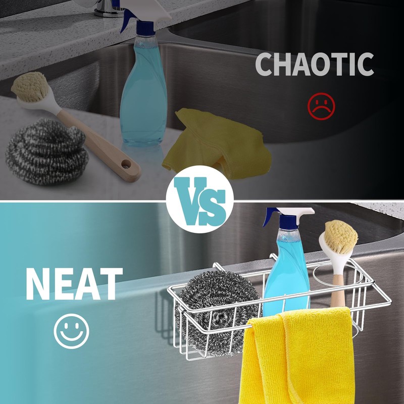 MINGOR-Style Sponge Holder for Kitchen Sink, Movable Hanging Sink Caddy