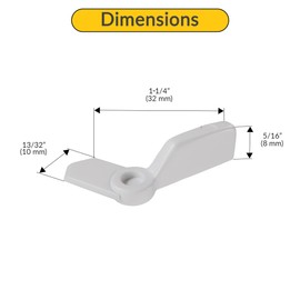 Brixwell Window Screen Pointer Swivel Latch,White Finish, Plastic Cam Action Latch, 1-1/4" Depth, 13/32" Width, 5/16" Height, for Holding Window Screens in Place-Pack of 25