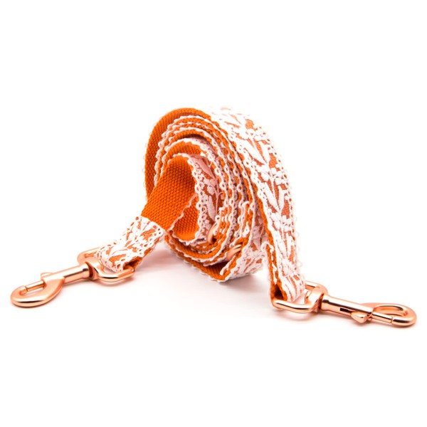 LEKAIGO Dog Collar and Leash Set, Cotton Lace Handmade 4-5