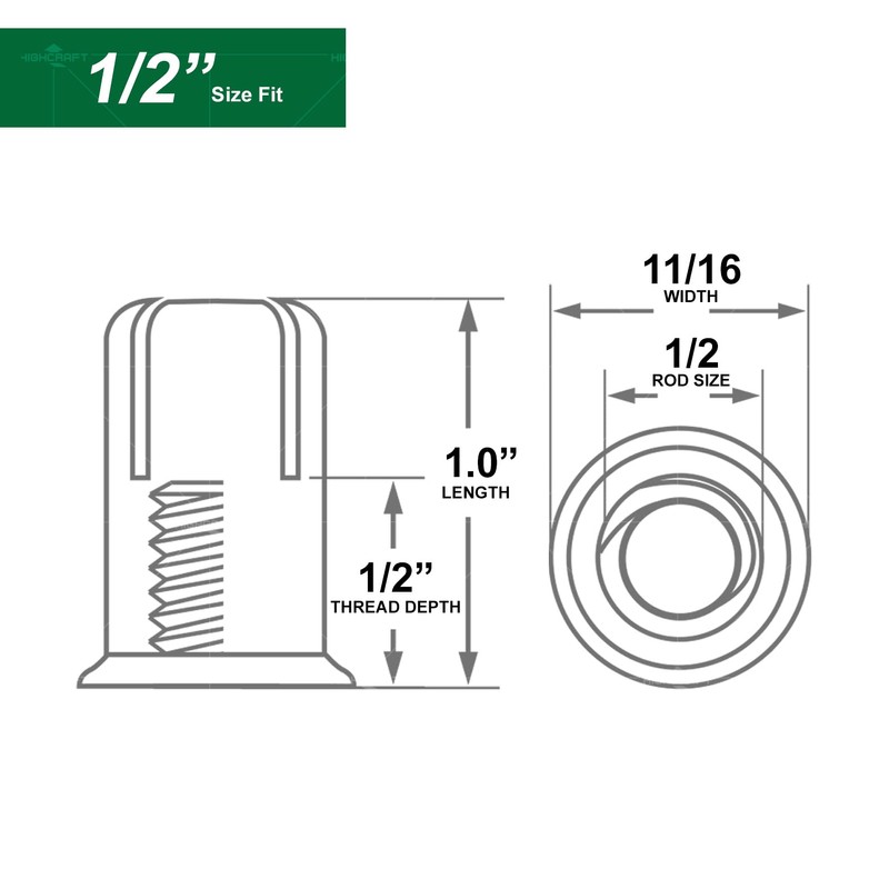 Highcraft FJBN34 1/2 Inch Mini Drop in Anchors, Zinc Plated