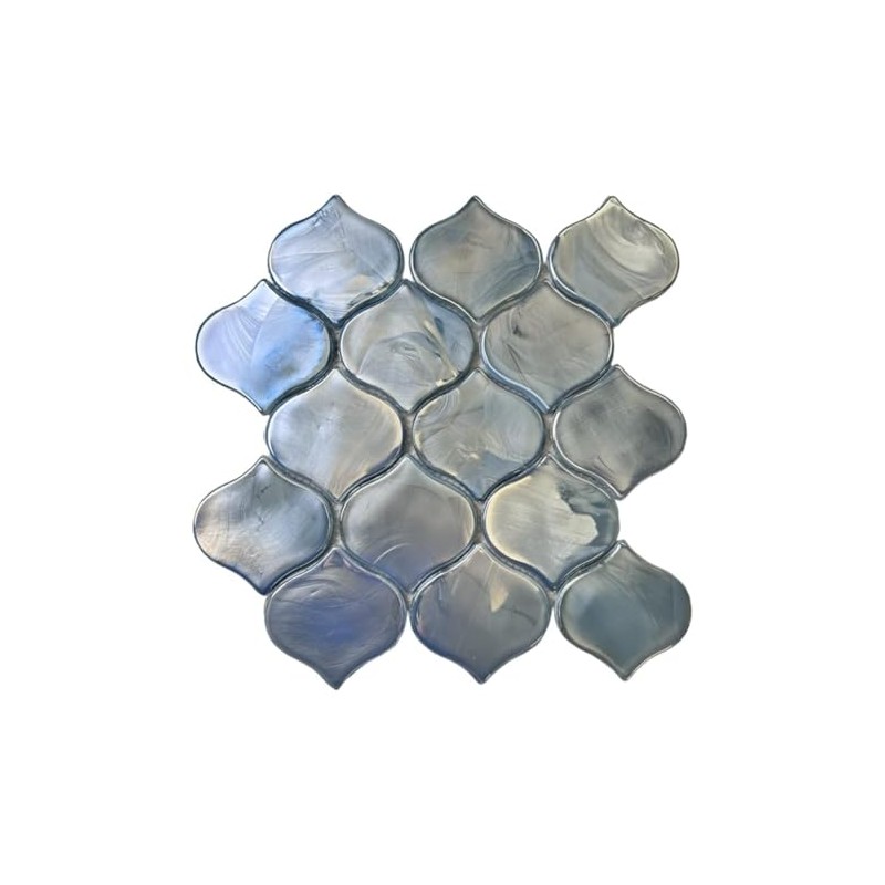 Tenedos Blue Pearly Lantern Arabesque Glass Mosaic Wall Tile for