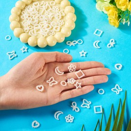 Elecrelive 80Pcs Assorted Faux Pearl Beads Imitation Pearl Cabochons Heart Star Flower Bowknot Aesthetic Cute Beads Nail Art Decorations for Bracelet Necklace Keychain Making