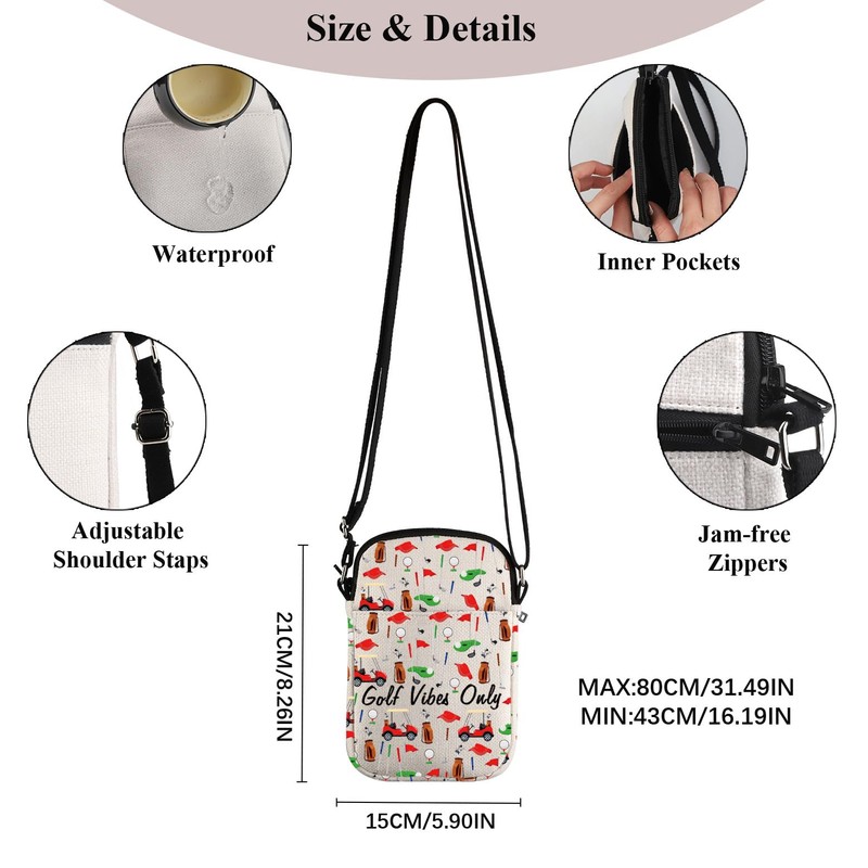 PYOUL Golf Lover Gift Golf Vibes Only Crossbody Bag Golf