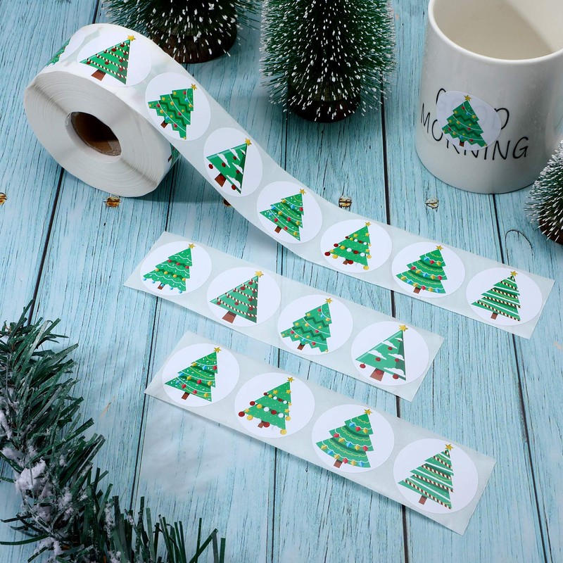 500 Pieces Christmas Tree Roll Stickers Christmas Holiday Stickers for