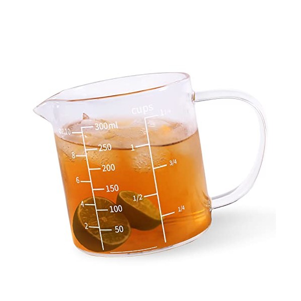 Newness Glass Measuring Cup with Handle, 300 ML (0.3 Liter,