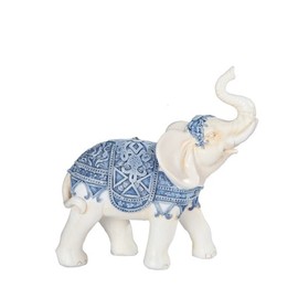 ICE ARMOR 6" H Blue and White Thai Elephant Statue Feng Shui Decoration Religious Figurine Office Desk/Home/Living Room/Table Decor, Perfect House Warming Gifts for New Home