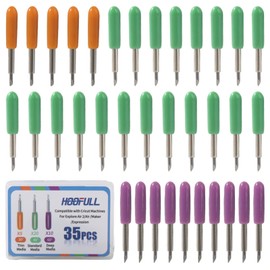 HOOFULL 35 PCS Replacement plotter blades Compatible with Cricut Machines for Explore Air/Maker/Expression, Include 5 PCS Thin cutting Blades, 20 PCS Standard Blades, 10 PCS Deep Cutting Blades