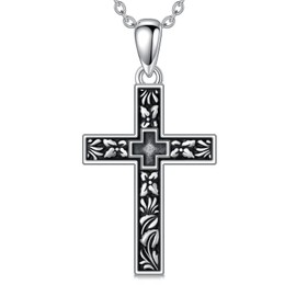 MISTBEE Cross Necklace Sterling Silver Filigree Double Cross Pendant Necklace Cross Jewelry for Women Christian Gifts