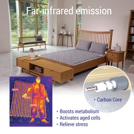 Stylish Heated Carbon Electric Mattress Pad – Machine Washable Heated Bed Pad with 5 Heat Settings, Auto 15-Hour Shut Off, Electromagnetic Wave-Free Safe, Breathable Tencel Fabric, Single Size 35x71