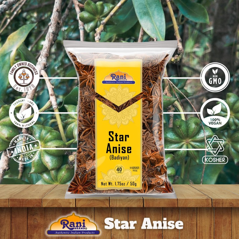Rani Star Anise Seeds, Whole Pods (Badian Khatai) Spice 1.75oz